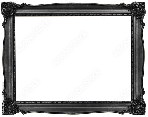 Black wooden frame isolated on white background, including clipping path