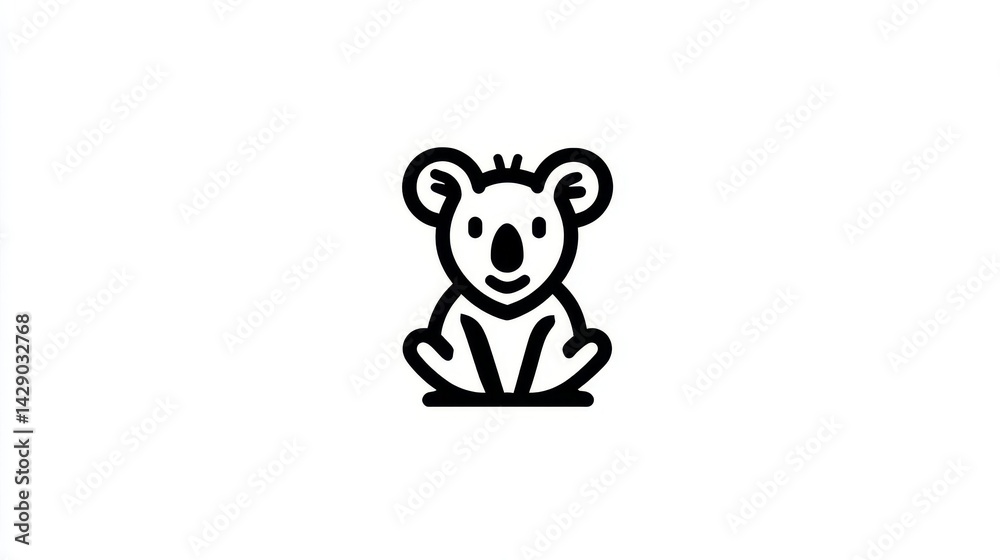 Simple black line drawing of a koala. Simple black line drawing of a koala.