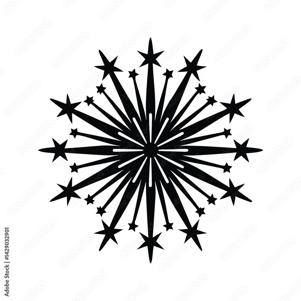 Fototapeta premium Cartoon firework icon silhouette vector with white background