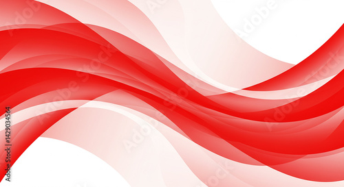 Abstract Red Flowing Lines on White Background Design