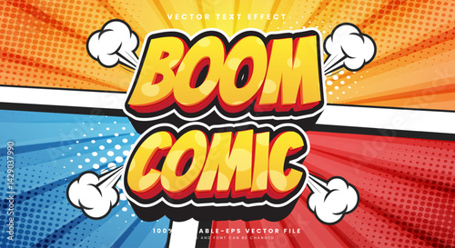Boom Comic Cartoon Style Bold 3D Editable text Effect Template