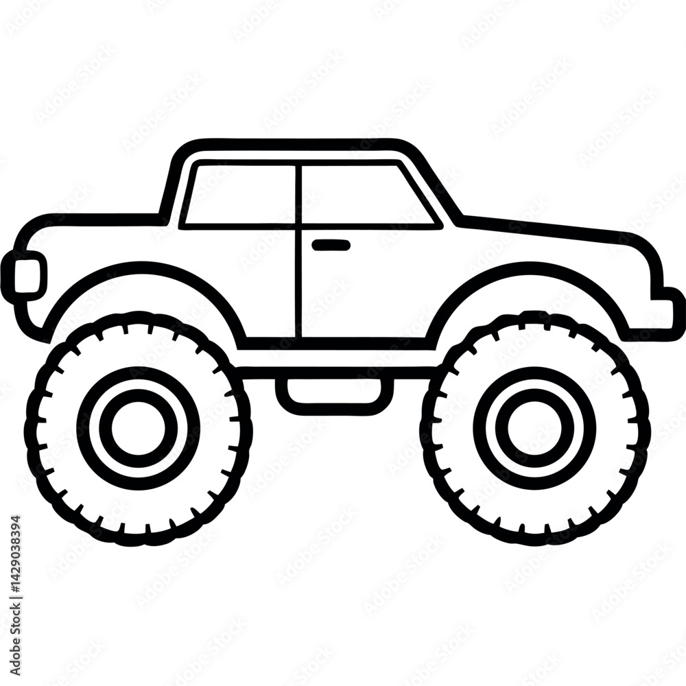 Clean Outline of a Monster Truck – Vector Illustration for Extreme Vehicle Concept Clean Outline of a Monster Truck – Vector Illustration for Extreme Vehicle Concept