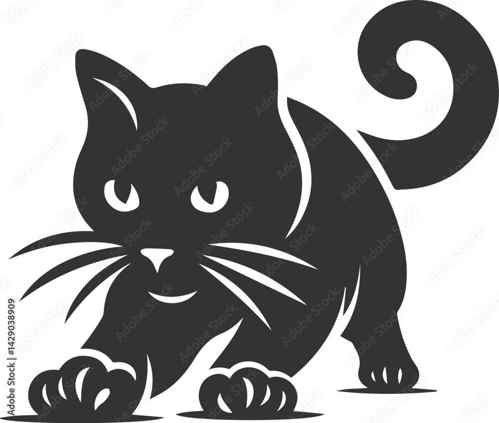 Obraz premium Playful cat vector silhouette