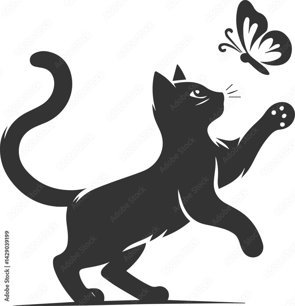 Fototapeta premium Playful cat vector silhouette