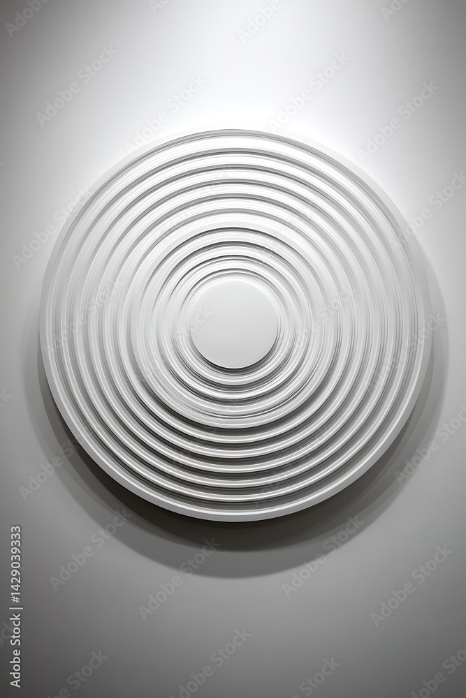 Fototapeta premium Round white minimal art piece on a wall