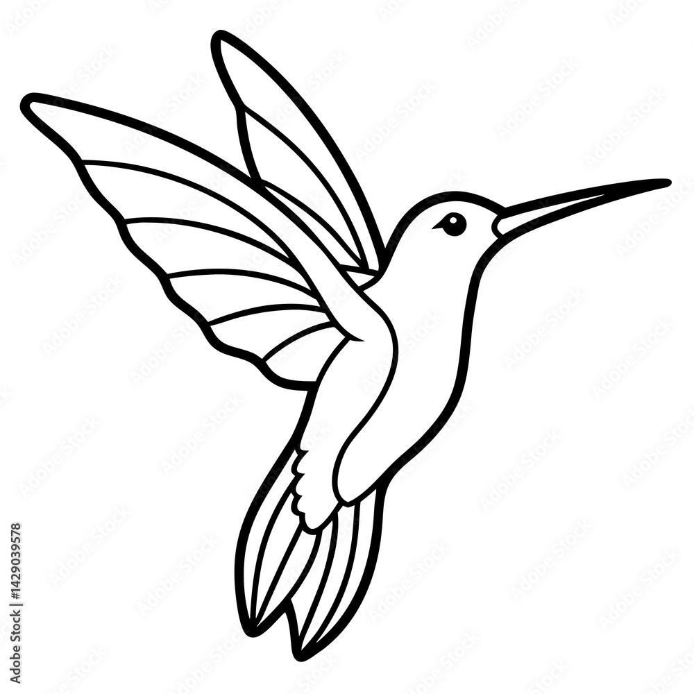 Sleek Hummingbird Outline Vector Design Sleek Hummingbird Outline Vector Design
