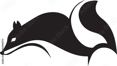 skunk logo design silhouette style vector minimal vector art illustration on a white background
