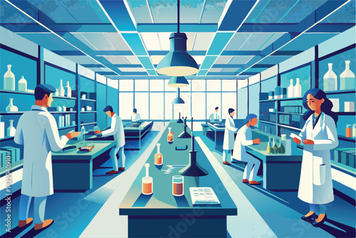 Scientists at Work in a Modern Laboratory. Research and Discovery