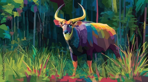 Vibrant illustration of a forest-dwelling mammal. photo