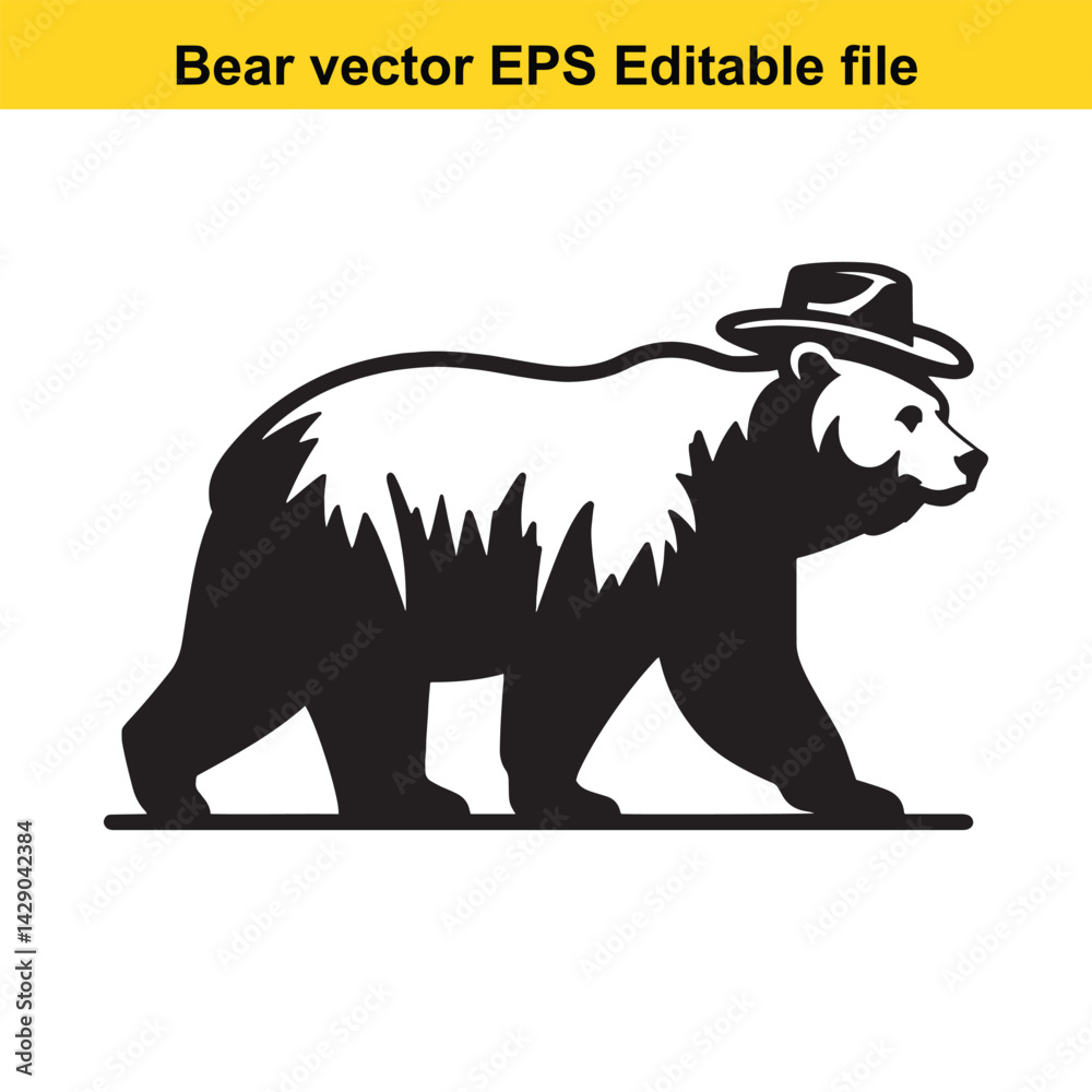 Obraz premium Bear vector wearing western hat