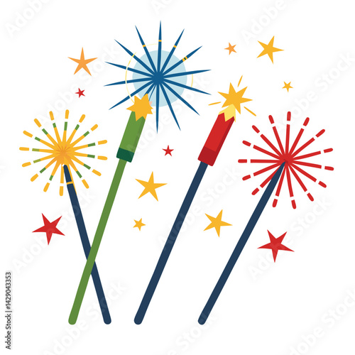 American sparklers set vector design clipart on white background