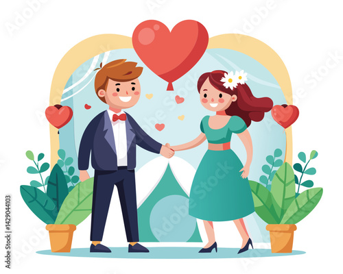 Romantic Couple in Love. A Wedding Celebration