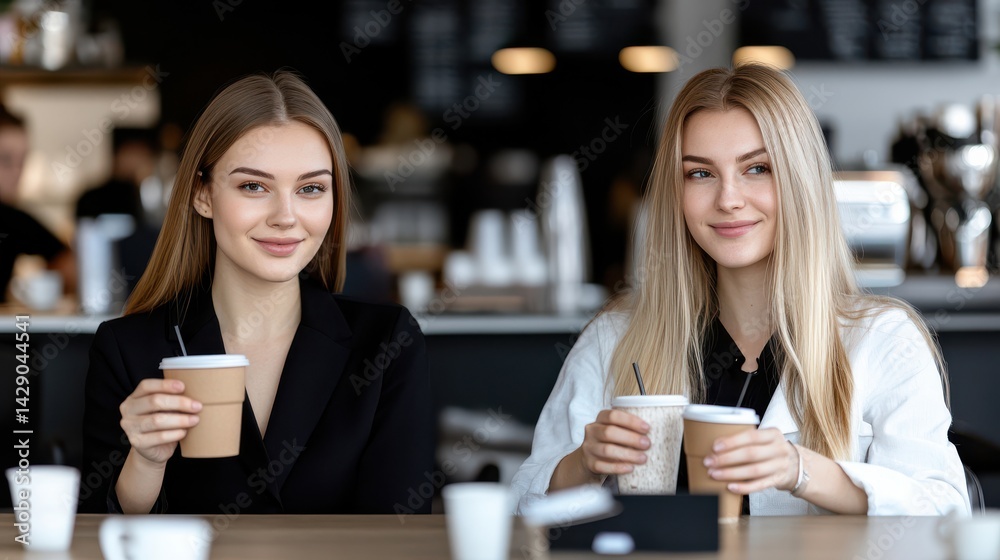 Two Women Engaged in Conversation at a Cozy Café Table Sharing Joy Two Women Engaged in Conversation at a Cozy Café Table Sharing Joy