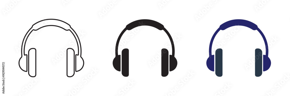 Headphone icon vector illustration. Headphone symbol line, fill, and color icon for graphic and web design collection Headphone icon vector illustration. Headphone symbol line, fill, and color icon for graphic and web design collection