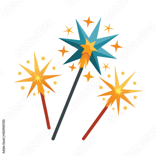 American sparklers set vector design clipart on white background