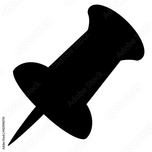 Black pushpin silhouette on transparent . graphic asset for presentations and office usage