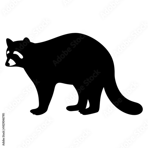 Silhouette of a Raccoon Standing on , transparent . Wildlife Animal
