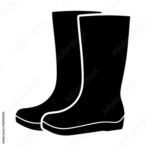 Black and image depicting two rain boots, transparent . offering weather protection and stylish outdoor footwear.