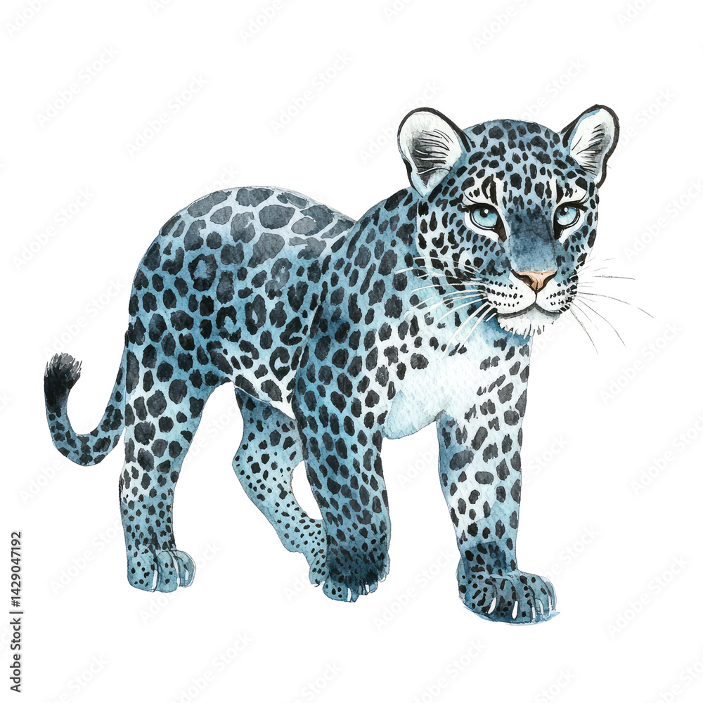 Fototapeta premium Isolated Black Leopard with Unique Spotting Pattern on Transparent Background for Creative Use