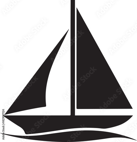 sailing boat logo design silhouette style vector minimal vector art illustration on a white background
