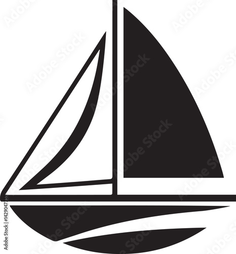 sailing boat logo design silhouette style vector minimal vector art illustration on a white background
