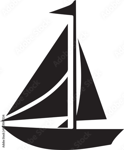 sailing boat logo design silhouette style vector minimal vector art illustration on a white background
