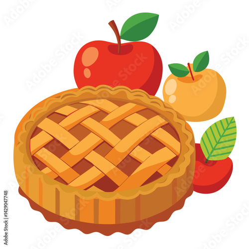 American apple pie set vector design clipart on white background