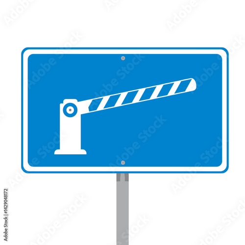 Road sign barrier blue color on white background, vector illustration