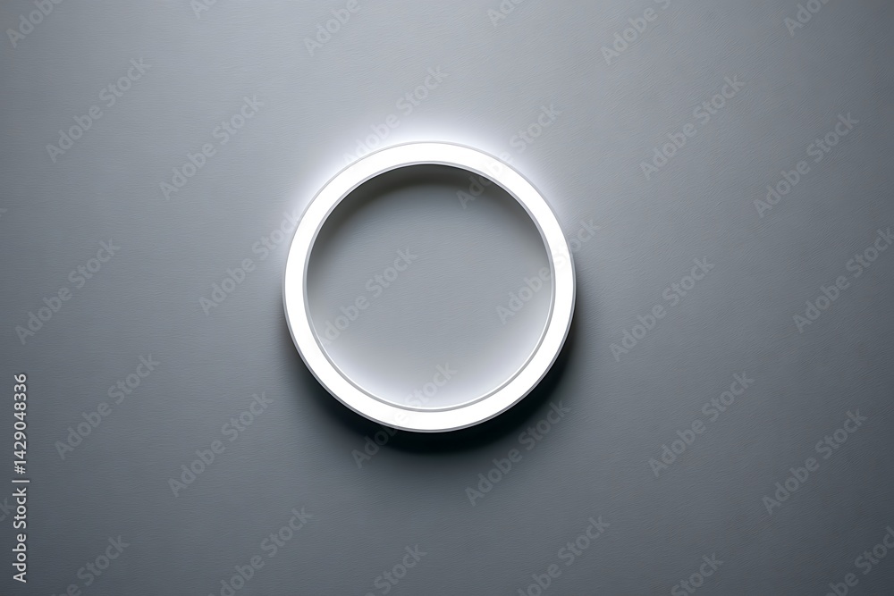 A minimalist image of a glowing white circle on a gray wall. A minimalist image of a glowing white circle on a gray wall.