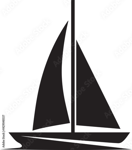 sailing boat logo design silhouette style vector minimal vector art illustration on a white background
