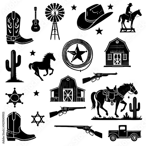 Country Elements Vector Set Illustration