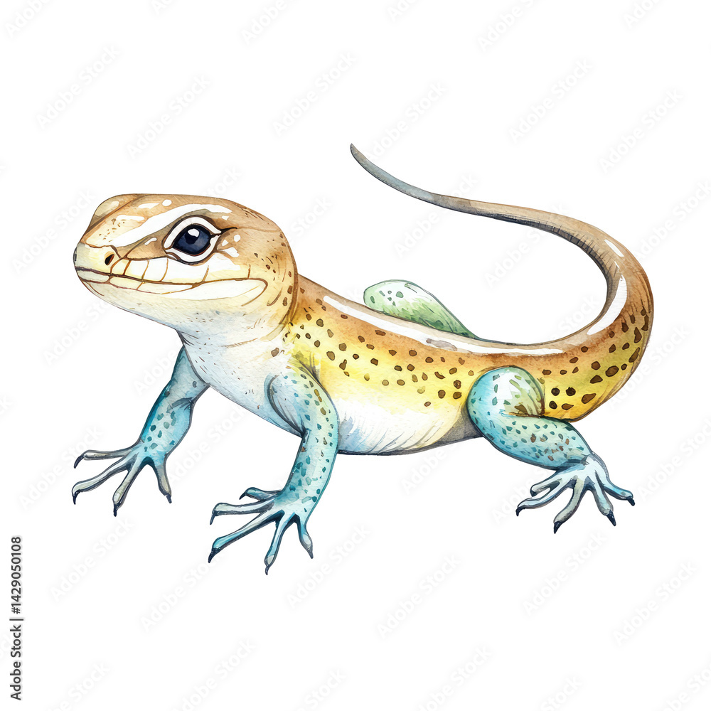 Naklejka premium Detailed Illustration of a Brown Isolated Skink with Unique Patterns and Features