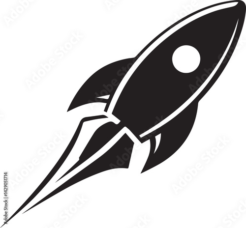 rocket logo design silhouette style vector minimal vector art illustration on a white background
