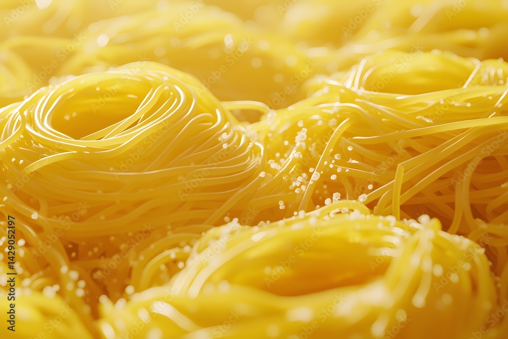 Golden Nests of Pasta: A close-up shot captures the intricate beauty of perfectly formed pasta nests, bathed in golden light. Each nest is a culinary masterpiece. Golden Nests of Pasta: A close-up shot captures the intricate beauty of perfectly formed pasta nests, bathed in golden light. Each nest is a culinary masterpiece.