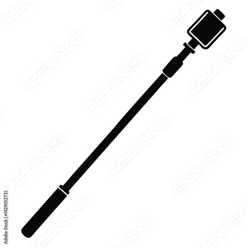 Isolated Black Vector Photographer using Element monopod With White Background