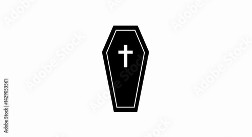 Wooden Coffin Funeral Ceremony Vector Icon Design