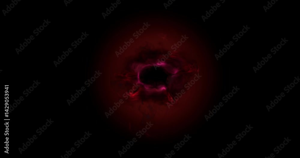 red energy teleport effect on black background