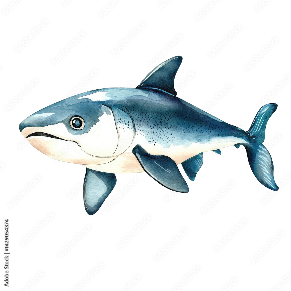 Fototapeta premium Isolated Cobia Fish Illustration with Detailed Features and Vibrant Colors for Educational and Artistic Purposes
