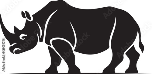 rhino logo design silhouette style vector minimal vector art illustration on a white background
