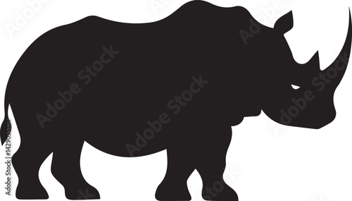 rhino logo design silhouette style vector minimal vector art illustration on a white background
