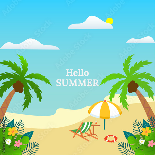 Realistic summer vector background design 