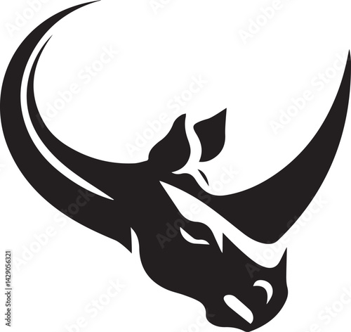 rhino logo design silhouette style vector minimal vector art illustration on a white background
