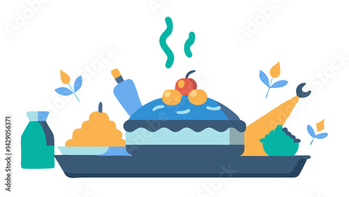 birthday cake, pudding, pie, icon