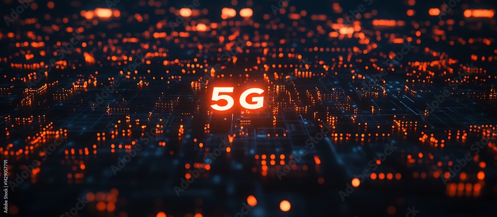 Obraz premium Futuristic Cityscape with 5G Network