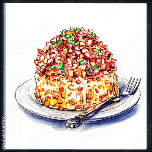 watercolor copic marker concept sketch of Eton Mess