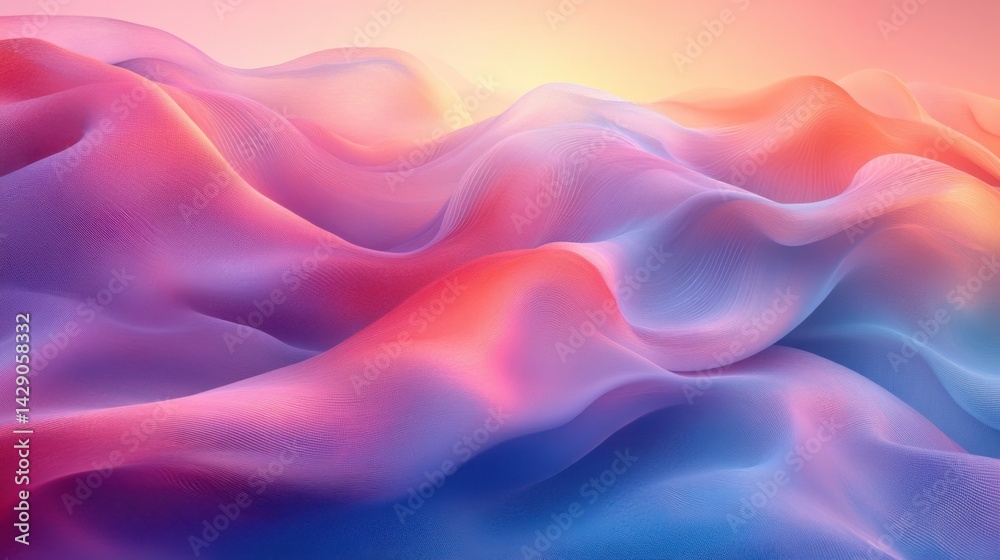 Abstract Pastel Pink Purple and Blue Wave Background Fluid Gradient Texture Design