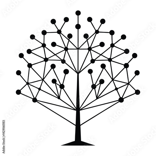 Tree formed by a single connected line on white background