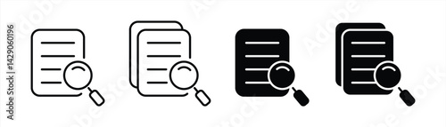 File with magnifier line icon. Magnifying glass, search information, privacy, document, text, minus, image.