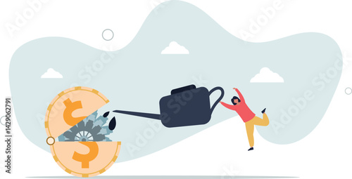 Financial or money liquidity to help economic stimulus, central bank monetary policy to help lubricate economy concept. character life .