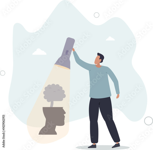 Memory loss and problem with information forgetting.Alzheimer medical disease as psychological research for medical mental disorder.flat character life .